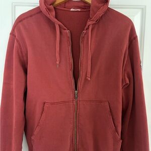 Ever — Bloomingdale’s L.A. distressed Zip-Up Hoodie— Tomato Red